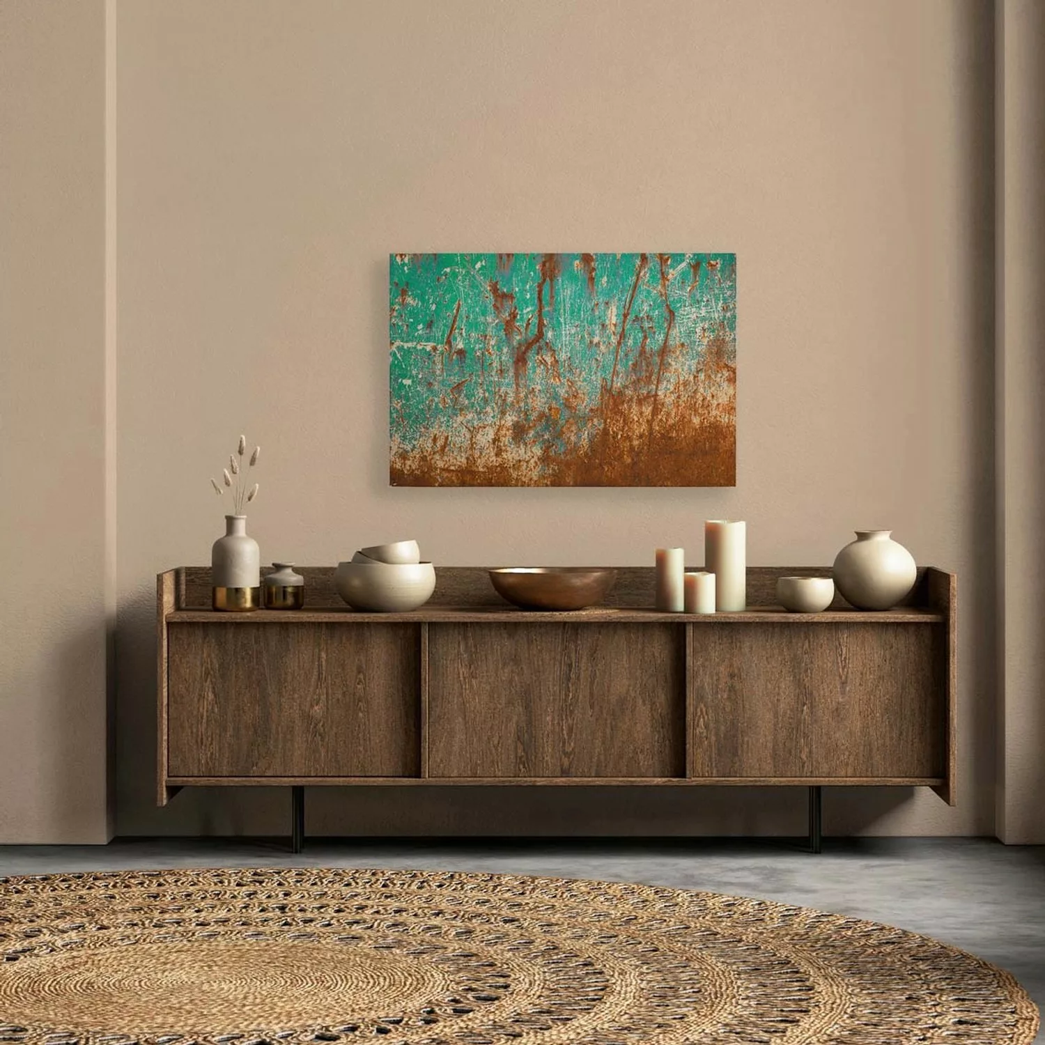 Bricoflor Rost Bild 120 X 80 Cm Leinwandbild In Patina Optik Türkis Kupfer günstig online kaufen