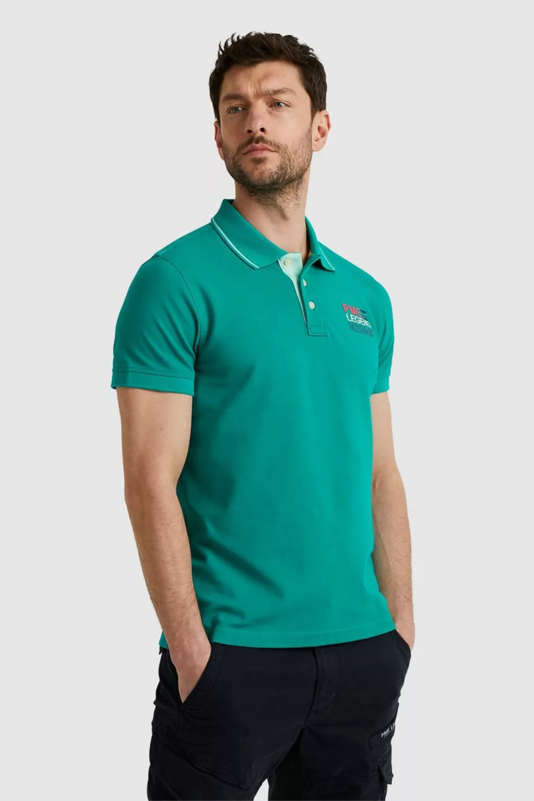 PME Legend Piqué Poloshirt Logo Grün - Größe S günstig online kaufen