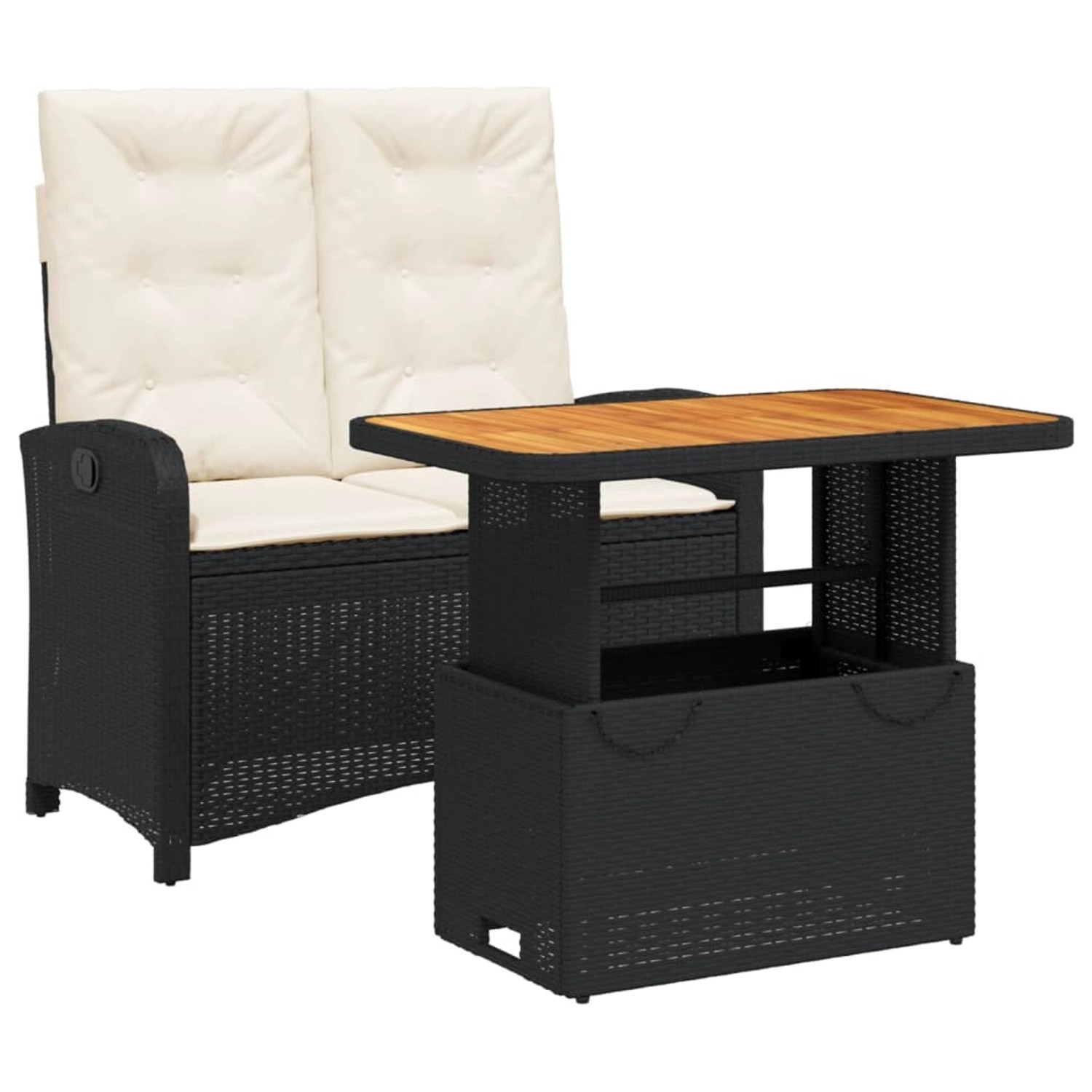 vidaXL 2-Tlg Garten-Essgruppe mit Kissen Schwarz Poly Rattan 3277322 günstig online kaufen