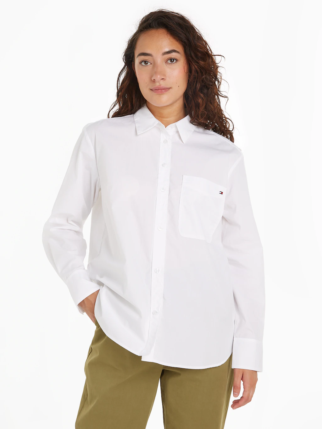 Tommy Hilfiger Hemdbluse "SOLID COTTON EASY FIT SHIRT", mit Brusttasche günstig online kaufen