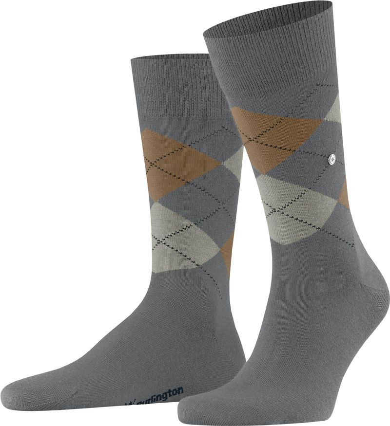 Burlington Edinburgh Herren Socken, 40-46, Grau, Argyle, Schurwolle, 21182- günstig online kaufen
