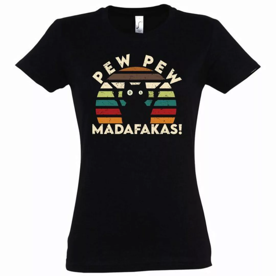 Youth Designz T-Shirt Pew Pew Madafakas Damen Shirt mit lustigem Katzen Pri günstig online kaufen