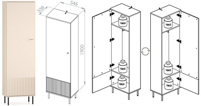 Marmex Möbel Mehrzweckschrank-Set SOPHIE SET 7 Garderoben-Set Flur, (6-St), günstig online kaufen