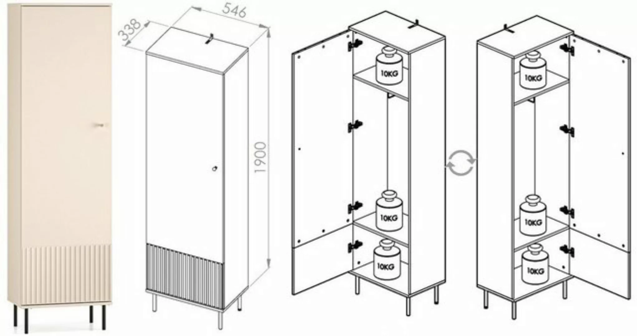 Marmex Möbel Mehrzweckschrank-Set SOPHIE SET 7 Garderoben-Set Flur, (6-St), günstig online kaufen