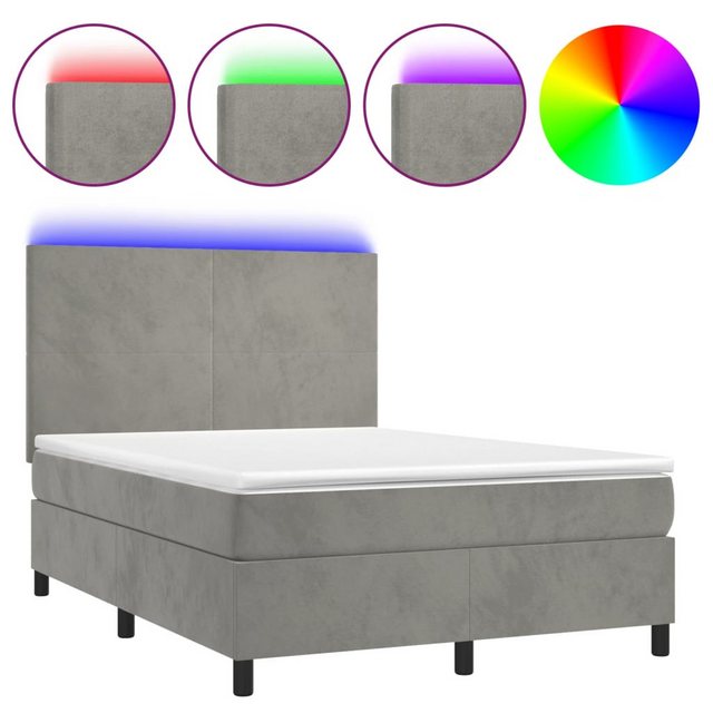 vidaXL Boxspringbett Boxspringbett mit Matratze & LED Samt (140 x 200 cm, H günstig online kaufen