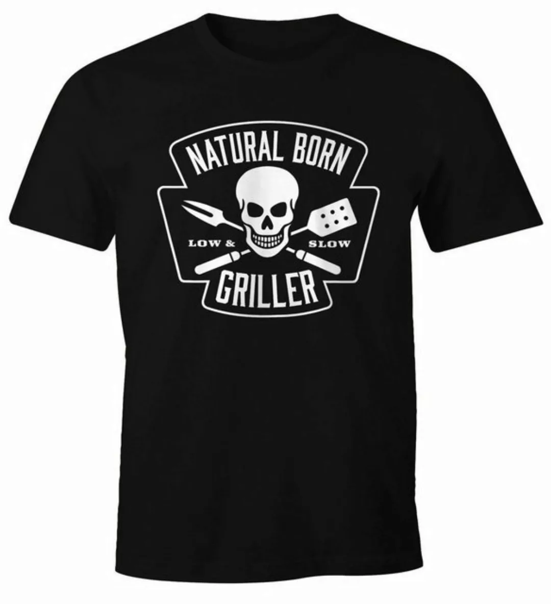 MoonWorks Print-Shirt Herren T-Shirt Natural Born Griller Fun-Shirt Grillen günstig online kaufen