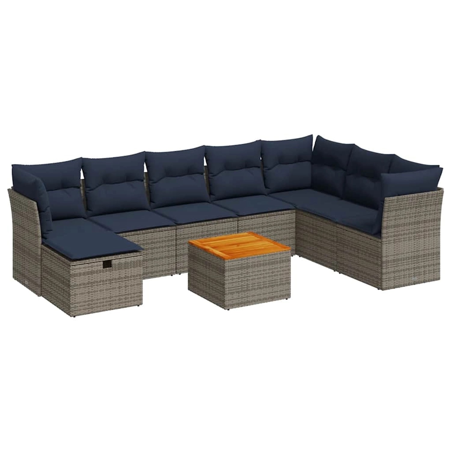 vidaXL 9-Tlg Garten-Sofagarnitur mit Kissen Grau Poly Rattan 3325778 günstig online kaufen