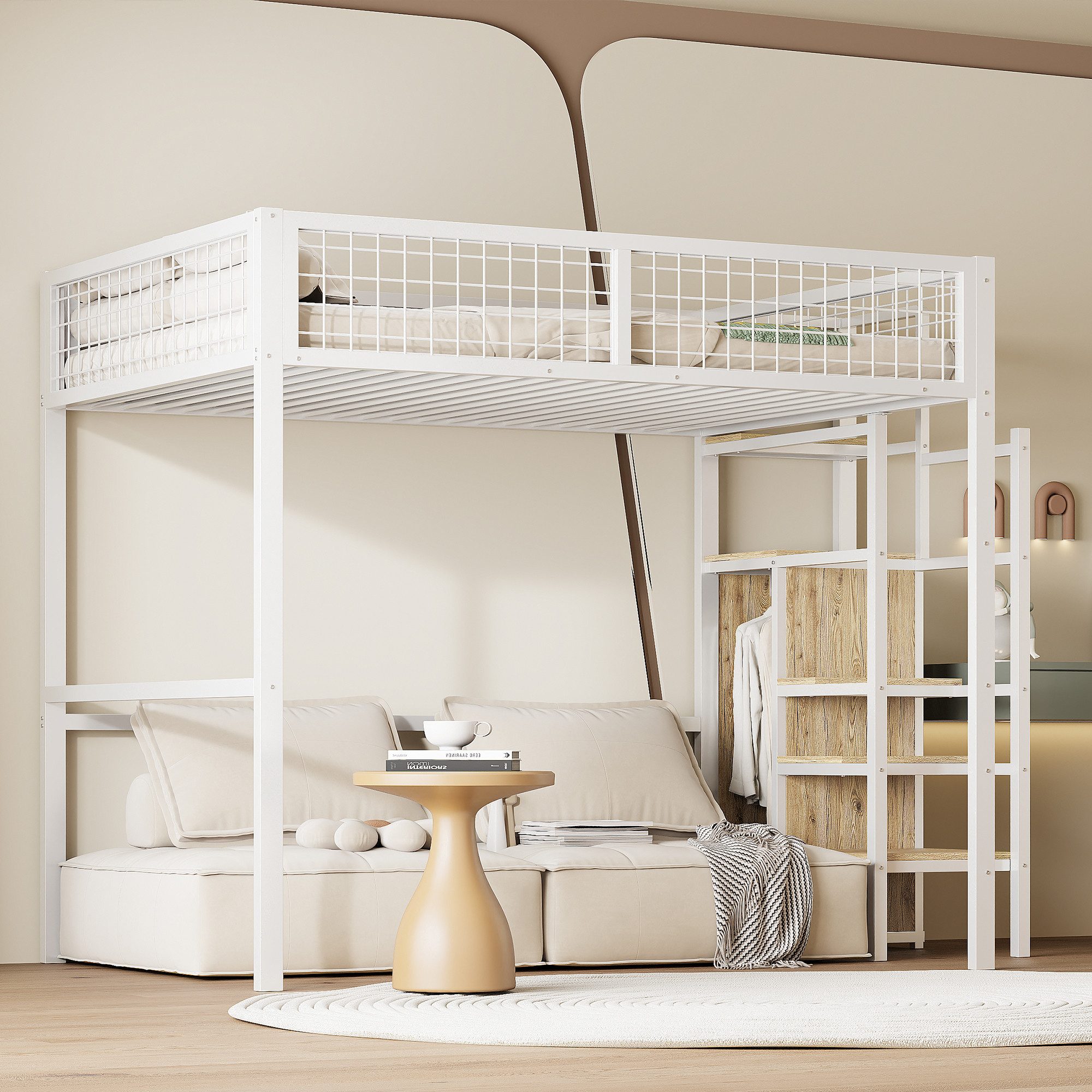 OKWISH Metallbett Kinderbett Einzelbett Stauraumbett Funktionsbett günstig online kaufen