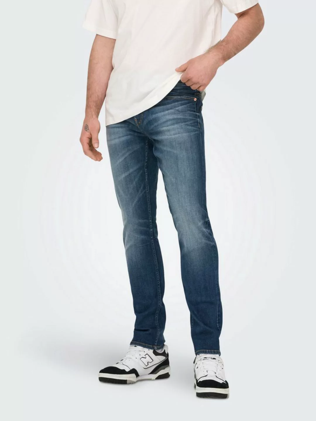 ONLY & SONS Slim-fit-Jeans OS ONSLOOM SLIM BLUE GREY 40 mit Destroyed Effek günstig online kaufen