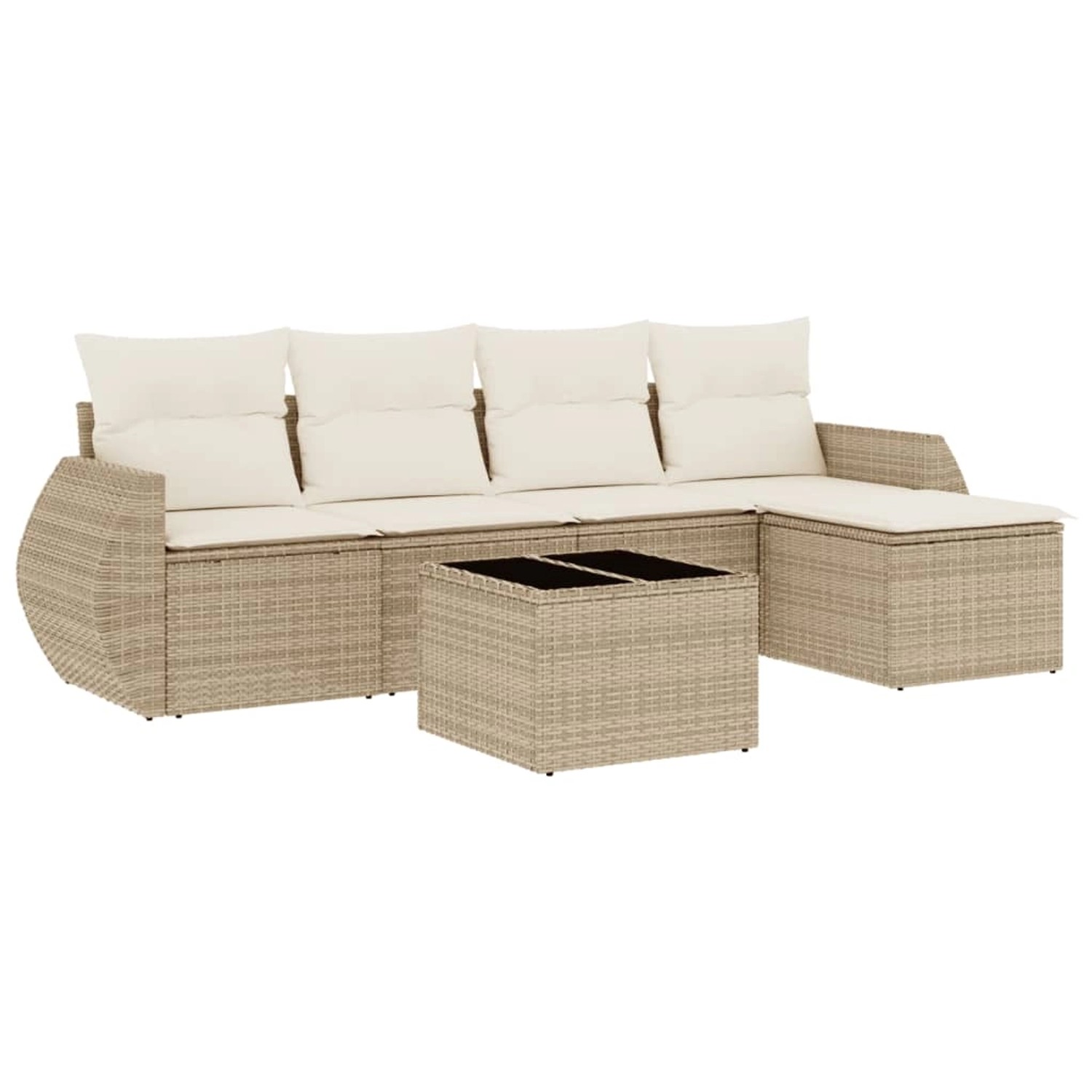 vidaXL 6-Tlg Garten-Sofagarnitur mit Kissen Beige Poly Rattan 3253635 günstig online kaufen