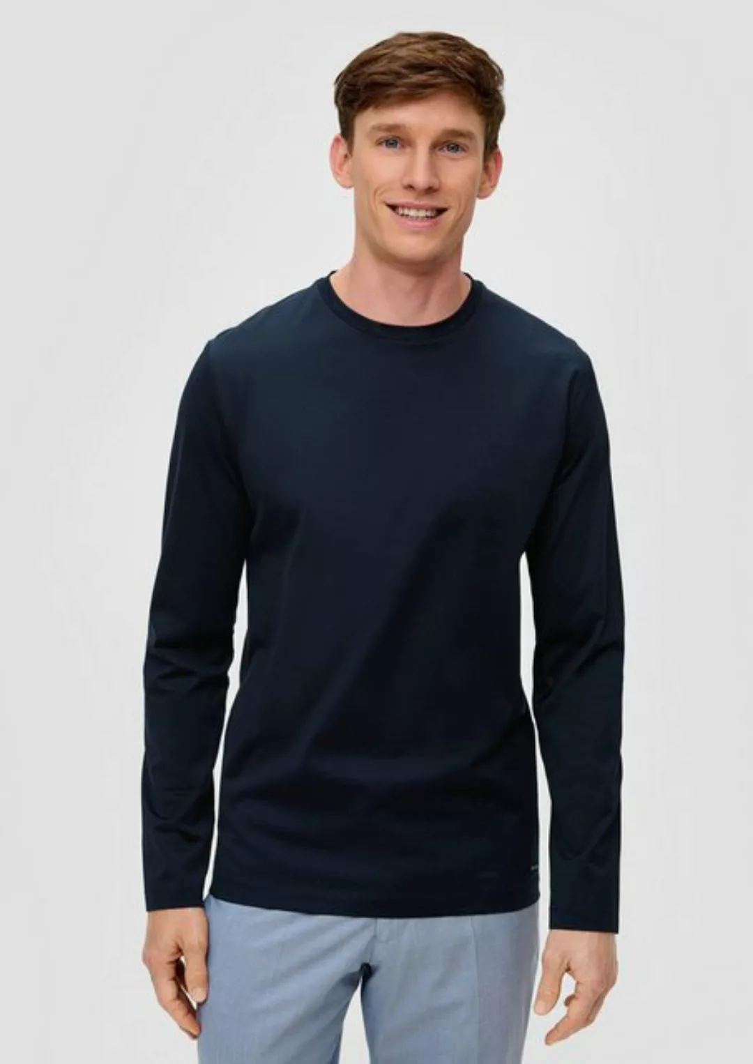 s.Oliver BLACK LABEL Langarmshirt Longsleeve aus Baumwolle Blende günstig online kaufen