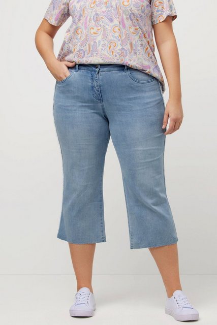 Ulla Popken 5-Pocket-Jeans Jeans-Culotte Mary weites Bein Fransenkante günstig online kaufen