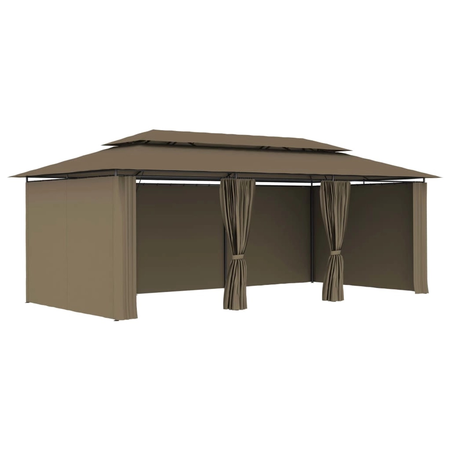 Pavillon Mit Vorhängen 600x298x270 Cm Taupe 180 G/mâ² günstig online kaufen