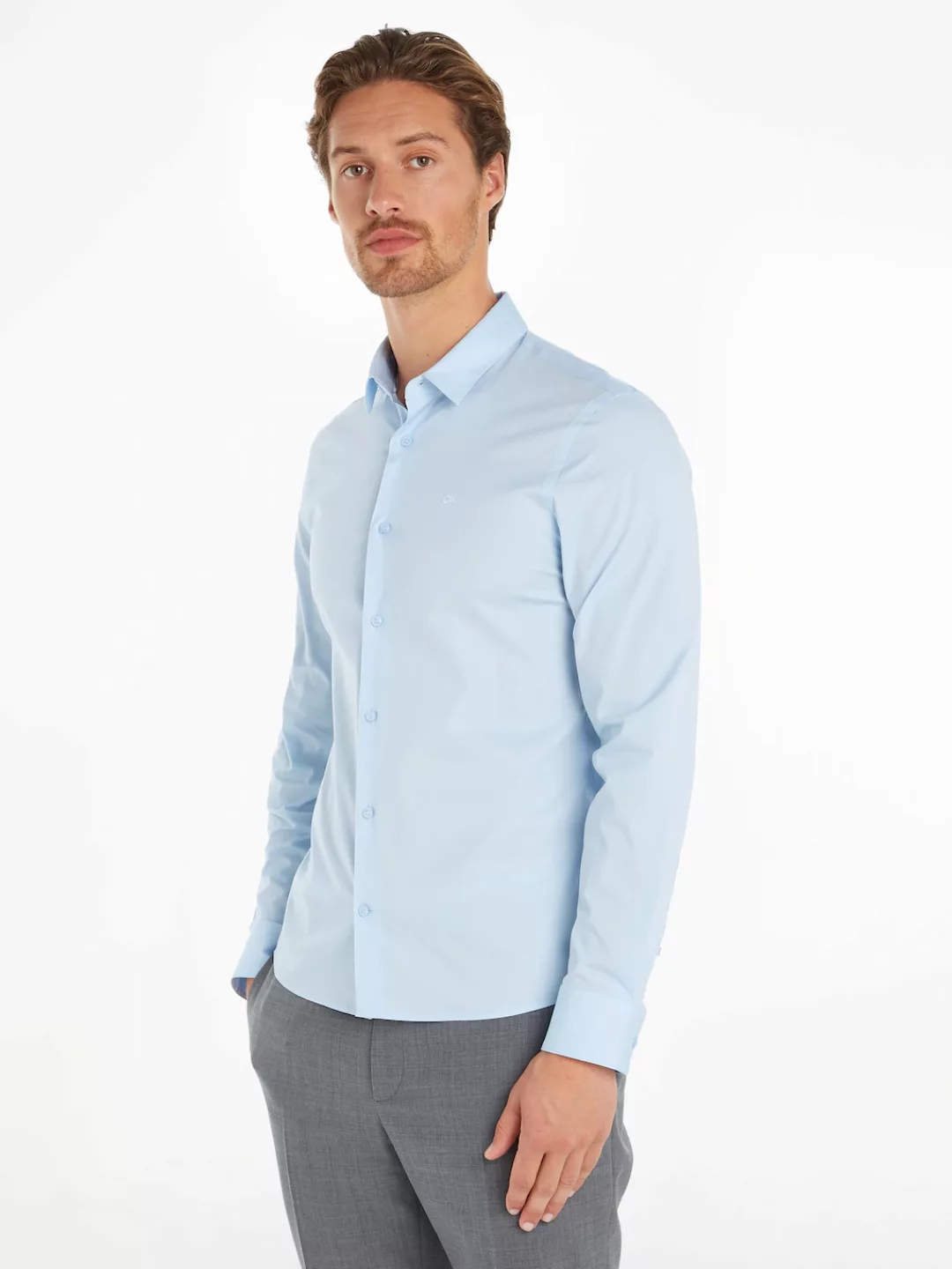 Calvin Klein Businesshemd STRETCH POPLIN SLIM SHIRT mit Calvin Klein Logo a günstig online kaufen