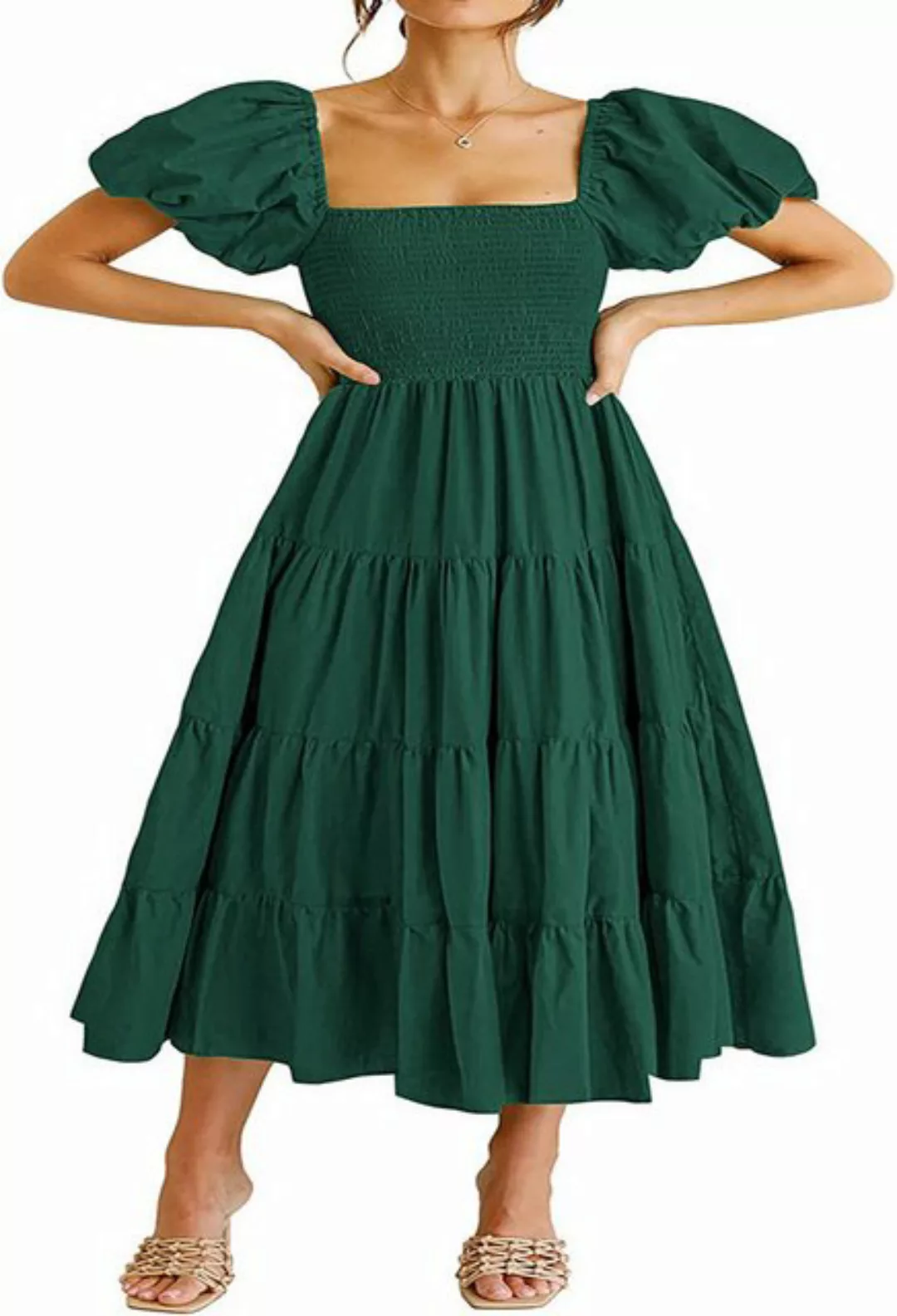 SEGUEN Sommerkleid Kleid mit quadratischem Ausschnitt und Puffärmeln rücken günstig online kaufen