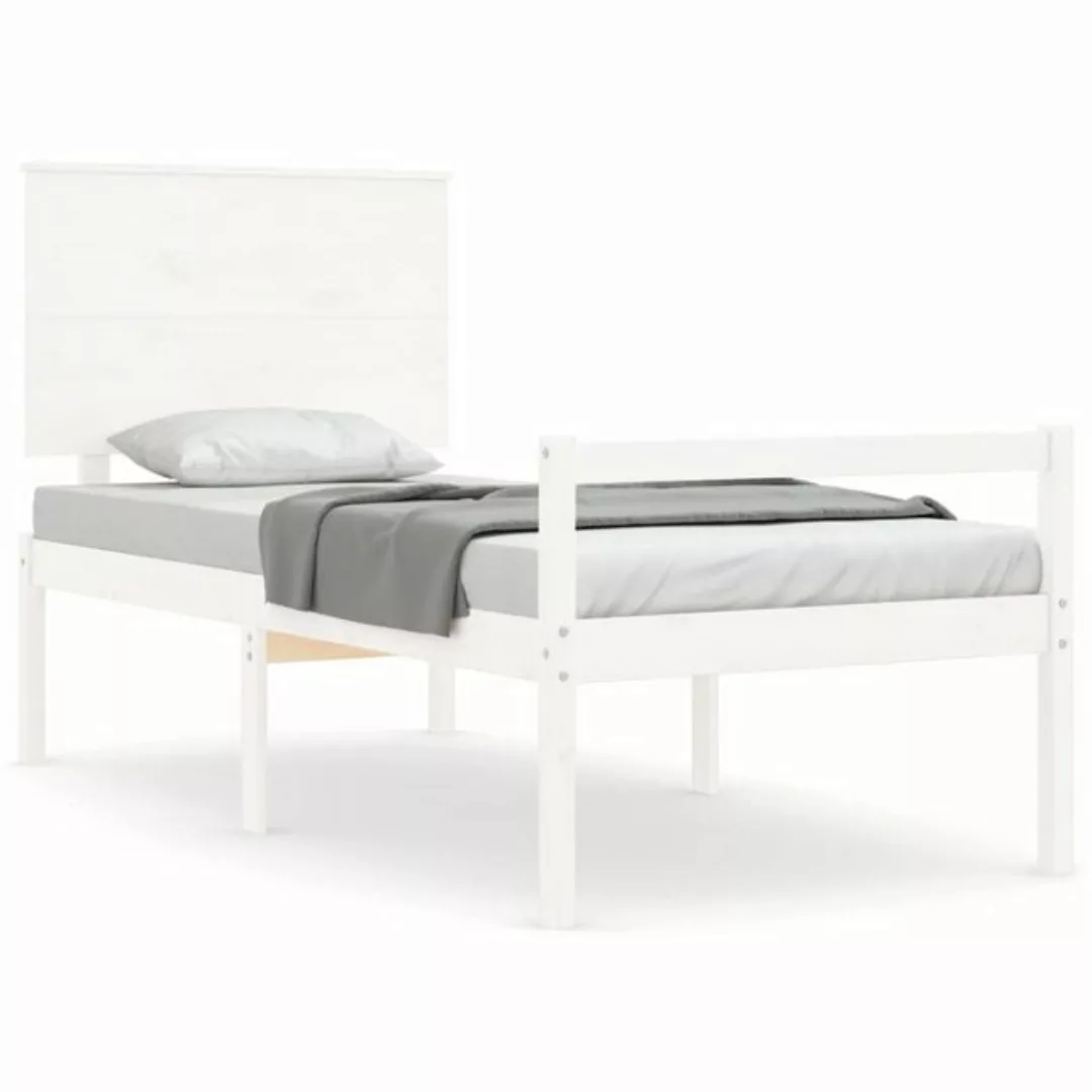 vidaXL Bett Seniorenbett mit Kopfteil Weiß Massivholz günstig online kaufen