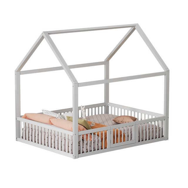 KoDise Kinderbett Hausbett Holzbett mit Türchen, Zaun,Kiefernholz,Robuste K günstig online kaufen