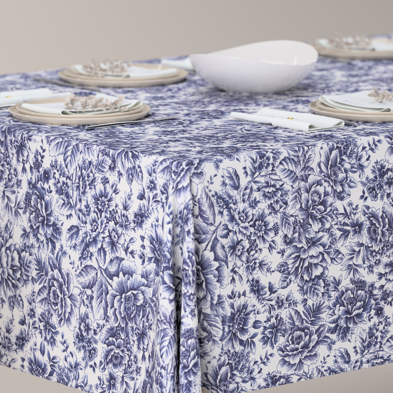 Rechteckige Tischdecke, weiß-blau, Arte (144-04) günstig online kaufen