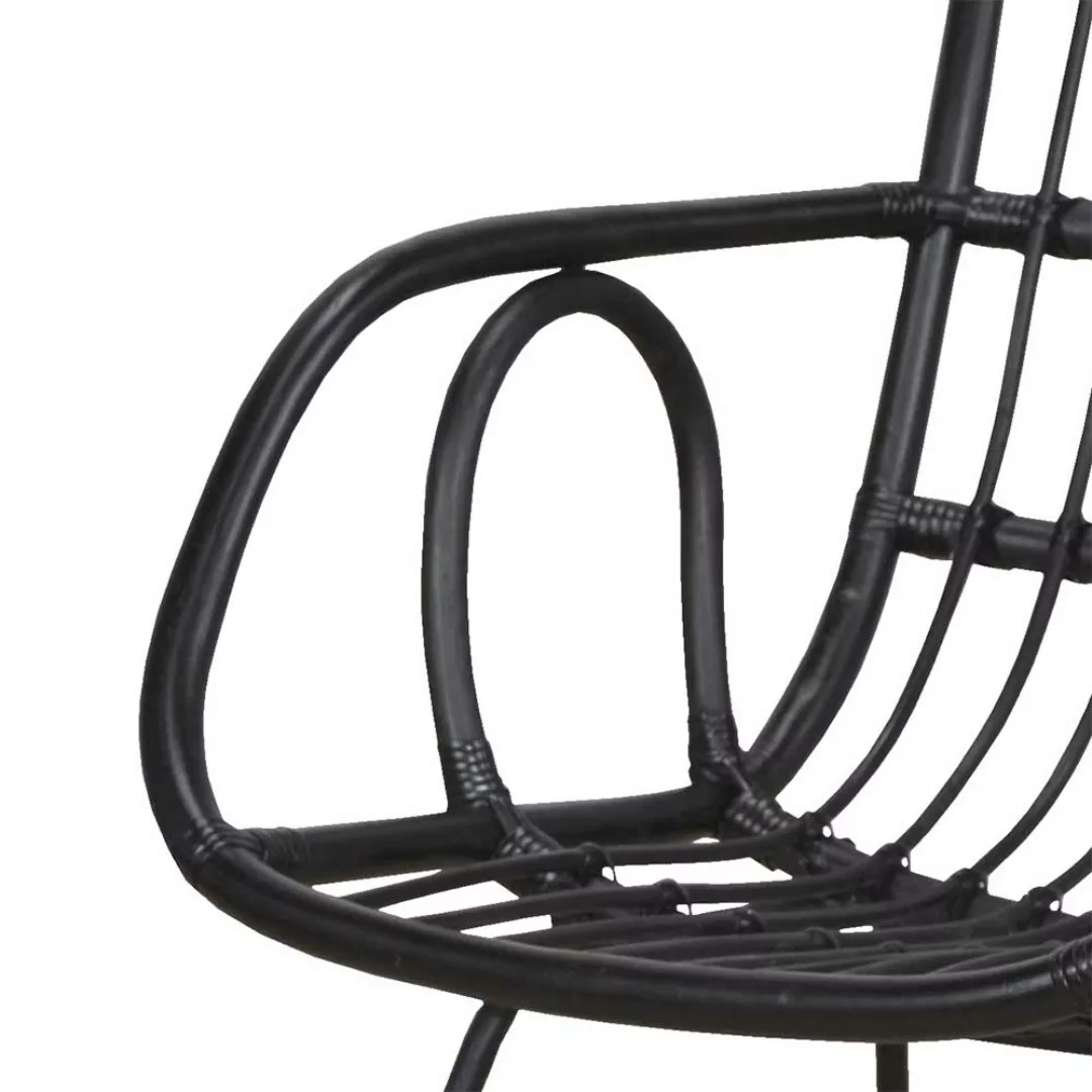 Schaukelstuhl schwarz aus Rattan und Metall Landhausstil günstig online kaufen