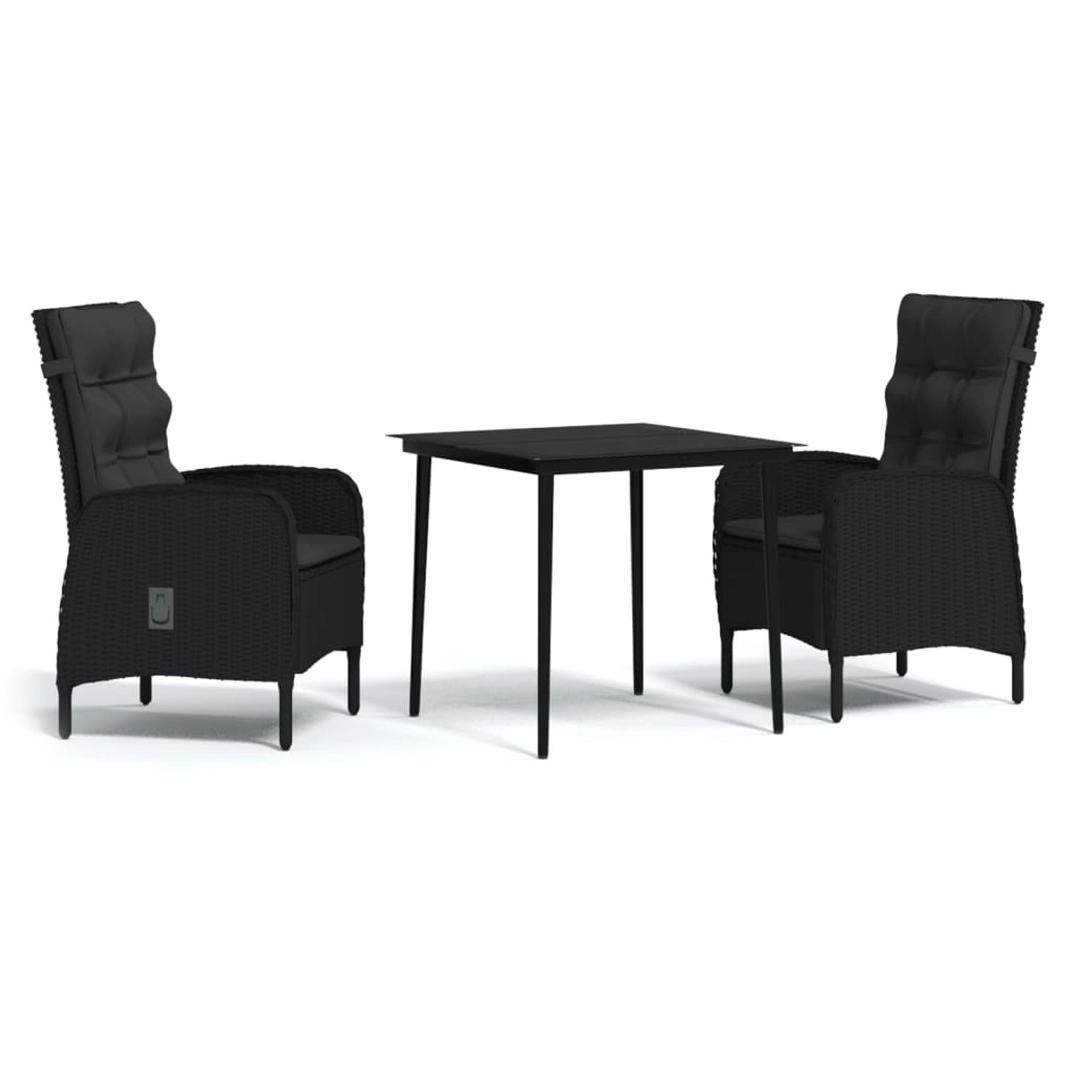 vidaXL 3-Tlg Garten-Essgruppe mit Kissen Schwarz 3099365 günstig online kaufen