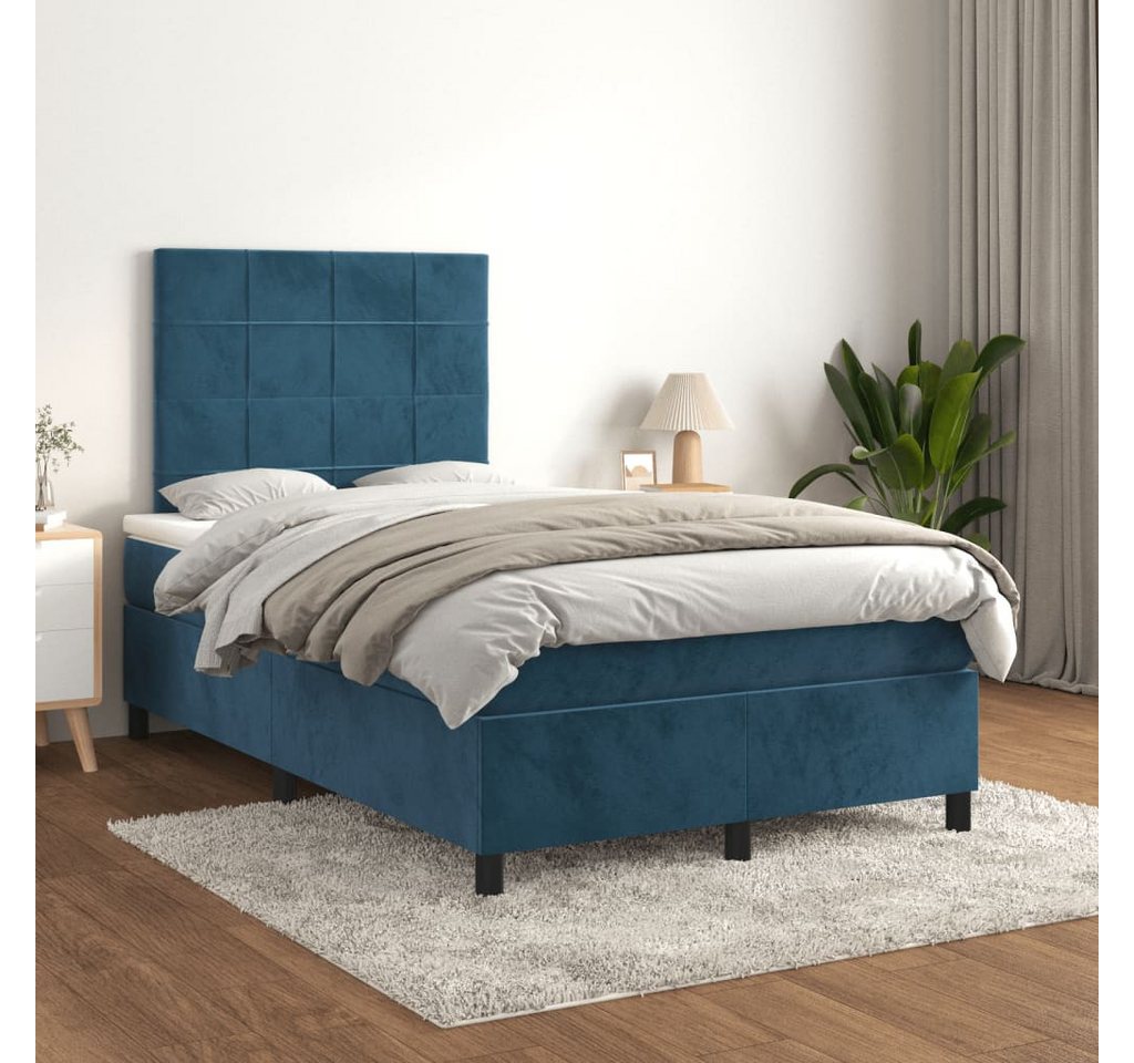 vidaXL Boxspringbett Boxspringbett mit Matratze Dunkelblau 120x200 cm Samt günstig online kaufen