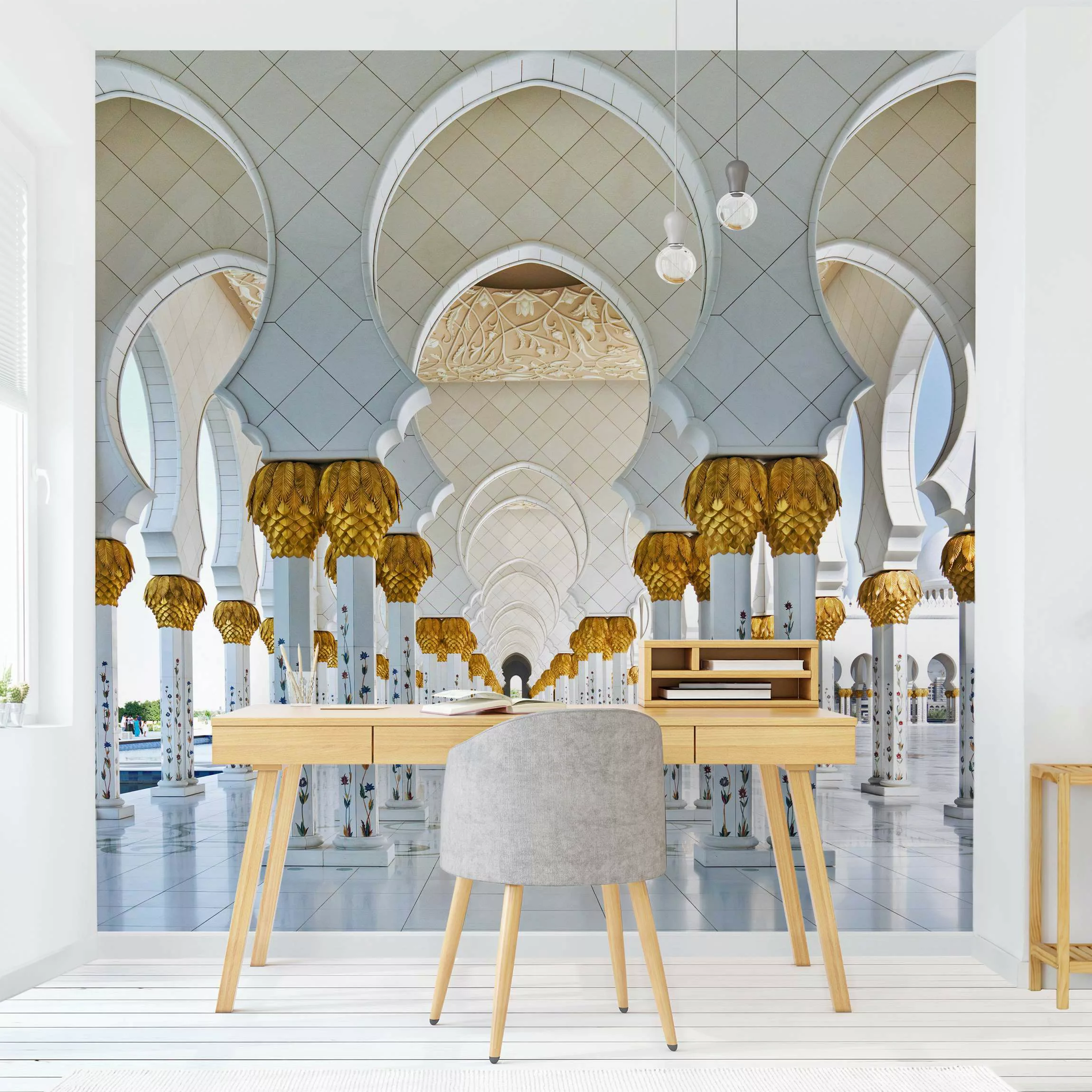 Bilderwelten Fototapete Moschee in Abu Dhabi weiß Gr. 192 x 192 günstig online kaufen