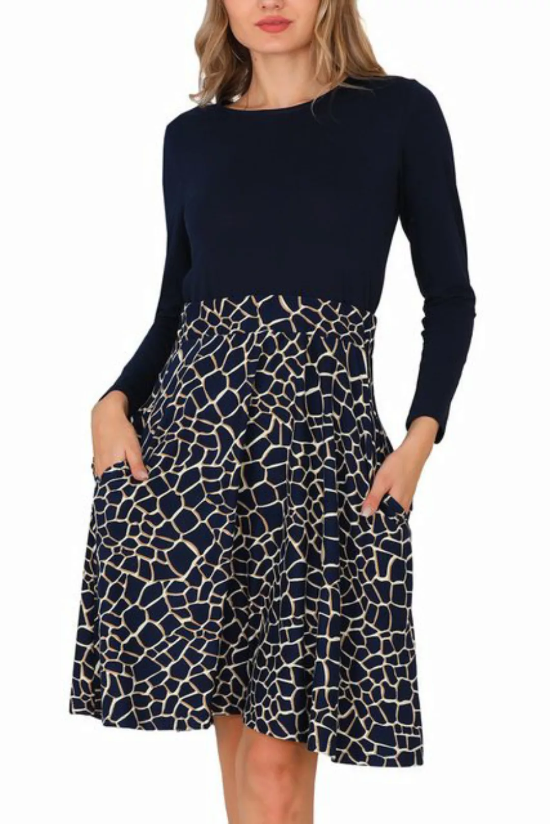 Bongual Midikleid 2-in-1 elegantes Kleid Crash Print mit Taschen günstig online kaufen