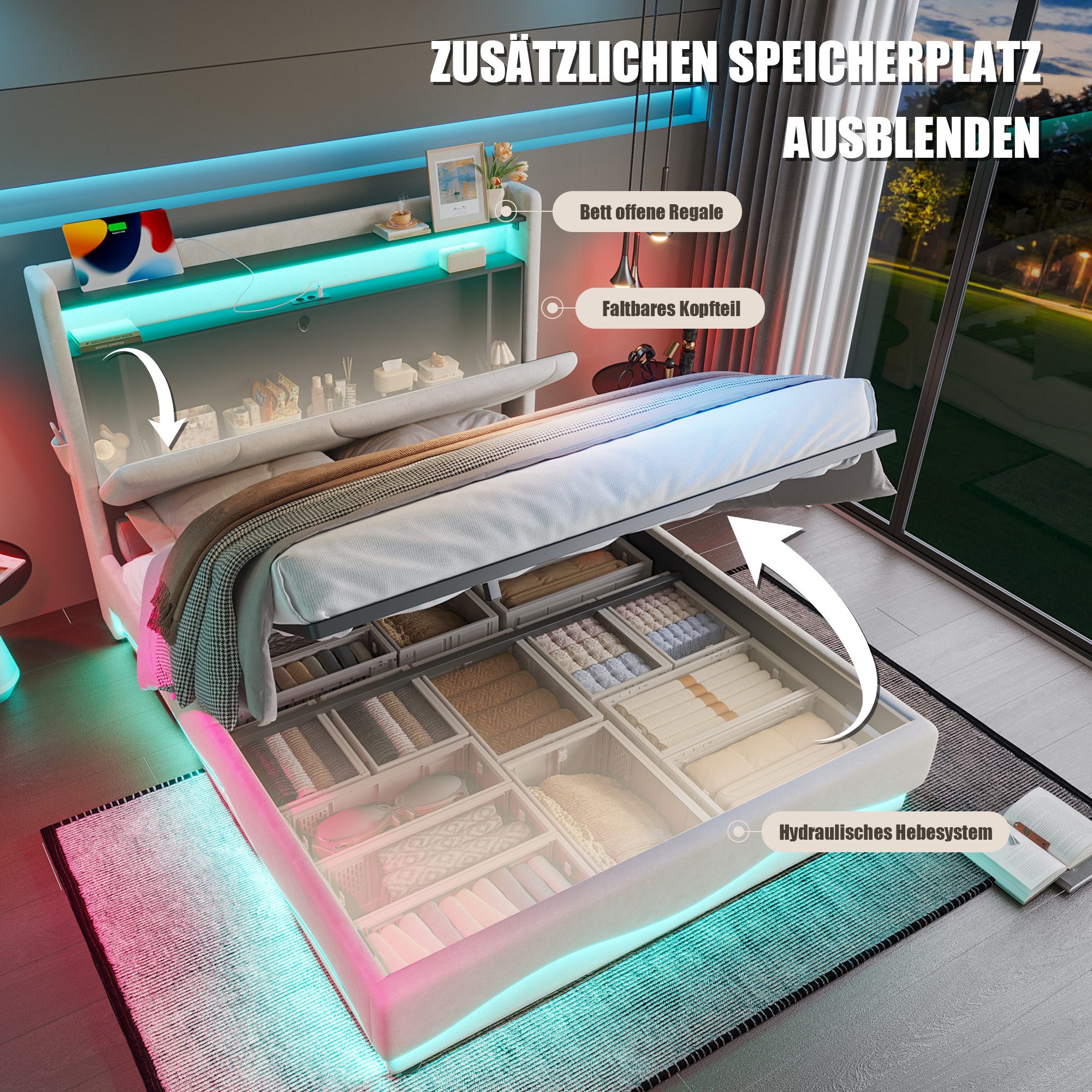 KLAM HOME Polsterbett 140x200 & 160x200 günstig online kaufen