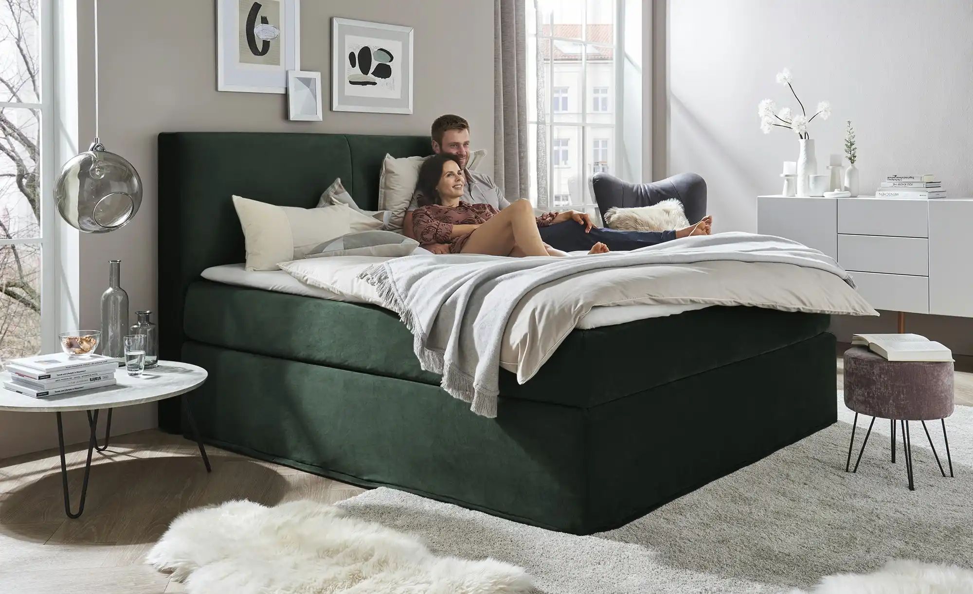 Boxi Boxspringbett 180 x 200 cm  Boxi Classic ¦ grün ¦ Maße (cm): B: 180 H: günstig online kaufen