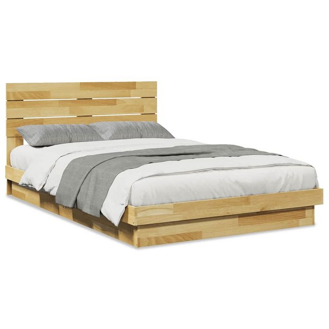 vidaXL Bett, Massivholzbett mit Kopfteil ohne Matratze 120x190 cm Eichenhol günstig online kaufen