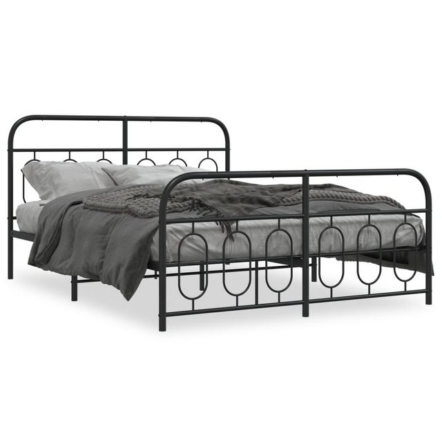 vidaXL Bett, Bettgestell mit Kopf- und Fußteil Metall Schwarz 150x200 cm günstig online kaufen