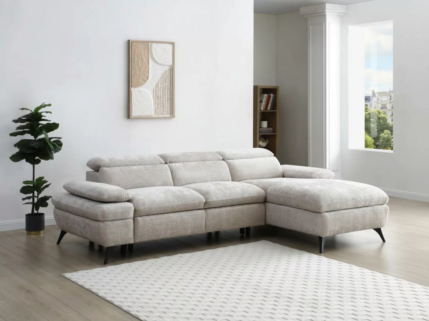 Ecksofa mit Schlaffunktion mit Bettkasten - Ecke rechts - Strukturstoff - B günstig online kaufen