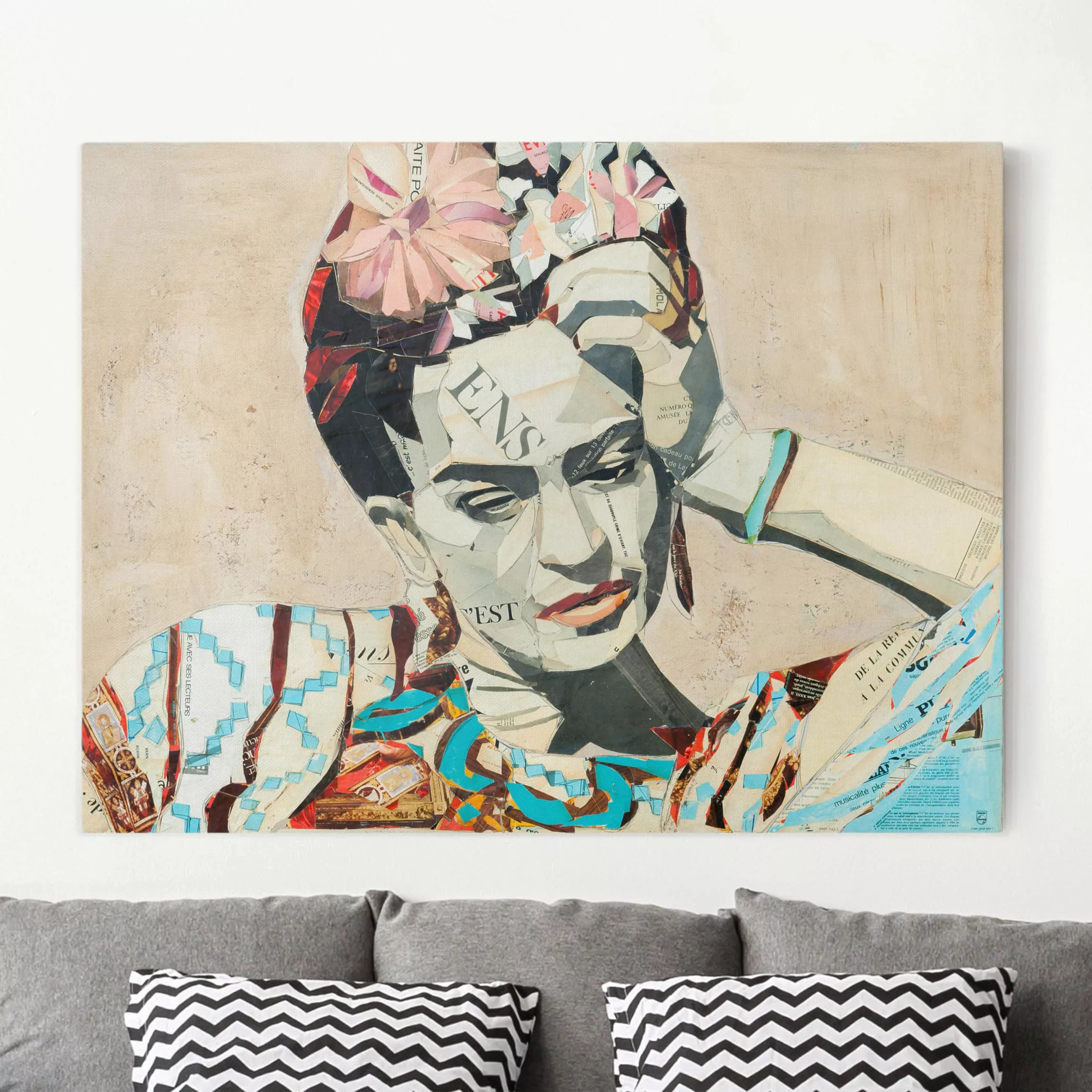 Leinwandbild Kunstdruck - Querformat Frida Kahlo - Collage No.1 günstig online kaufen