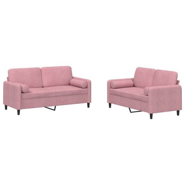 vidaXL Sofa 2-tlg. Sofagarnitur mit Kissen Rosa Samt günstig online kaufen