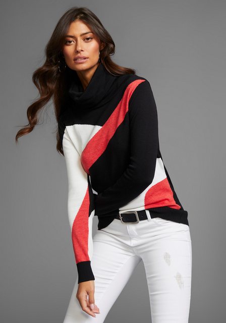 Laura Scott Schalkragenpullover, mit Colorblock - NEUE KOLLEKTION günstig online kaufen