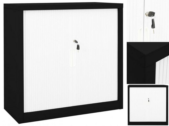 vidaXL Aktenschrank Schrank mit Schiebetür Schwarz und Weiß 90x40x90 cm Sta günstig online kaufen