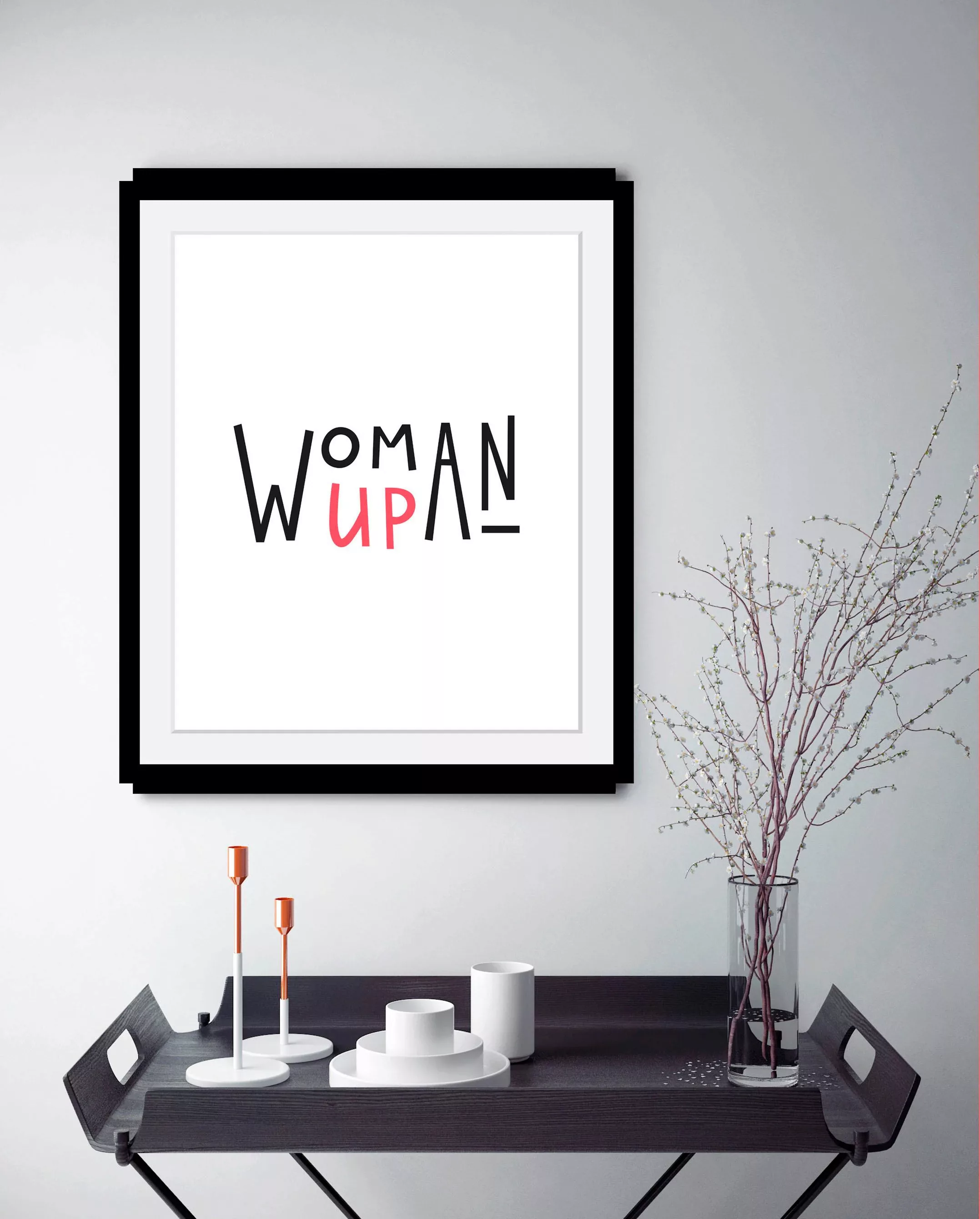 queence Bild "Woman", Schwarz-Weiß-Schriftzug-Motivationsbilder-Fashion-Fra günstig online kaufen