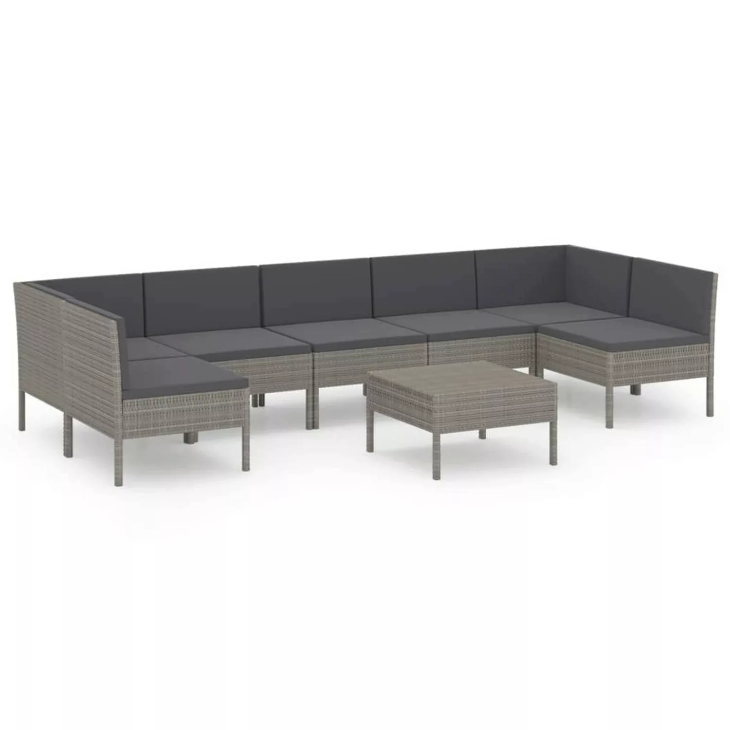 vidaXL 8-tlg Garten-Lounge-Set mit Auflagen Poly Rattan Grau Modell 20 günstig online kaufen