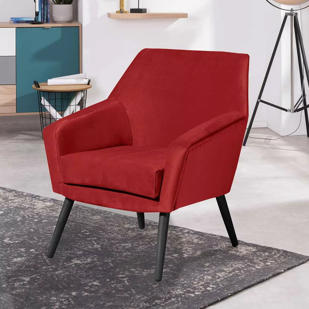 Sessel mit Armlehnen in Ziegel Rot und Schwarz 67 cm breit günstig online kaufen