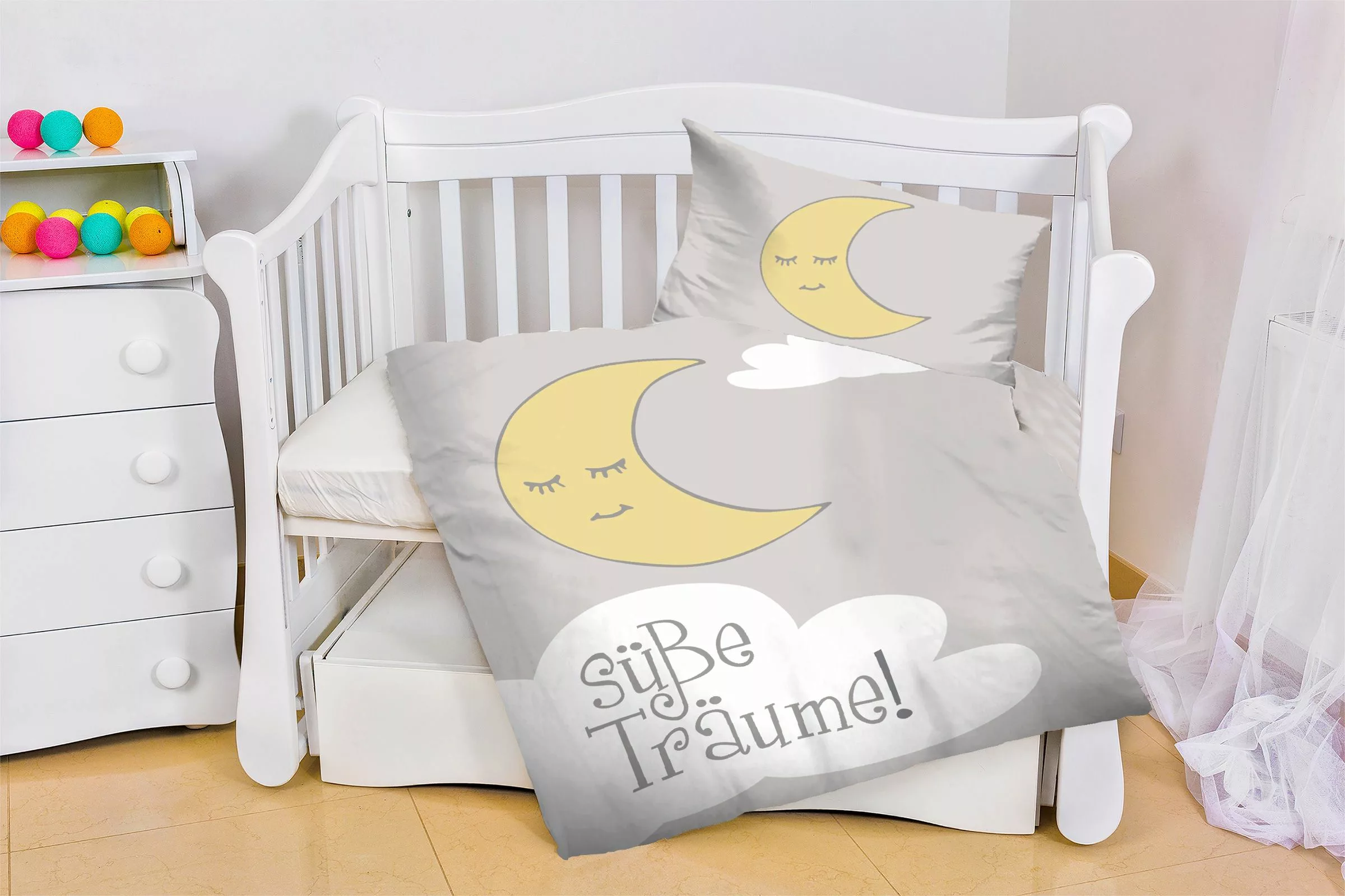 Kinderbettwäsche Babybettwäsche Baumwolle 100x135 Mond günstig online kaufen