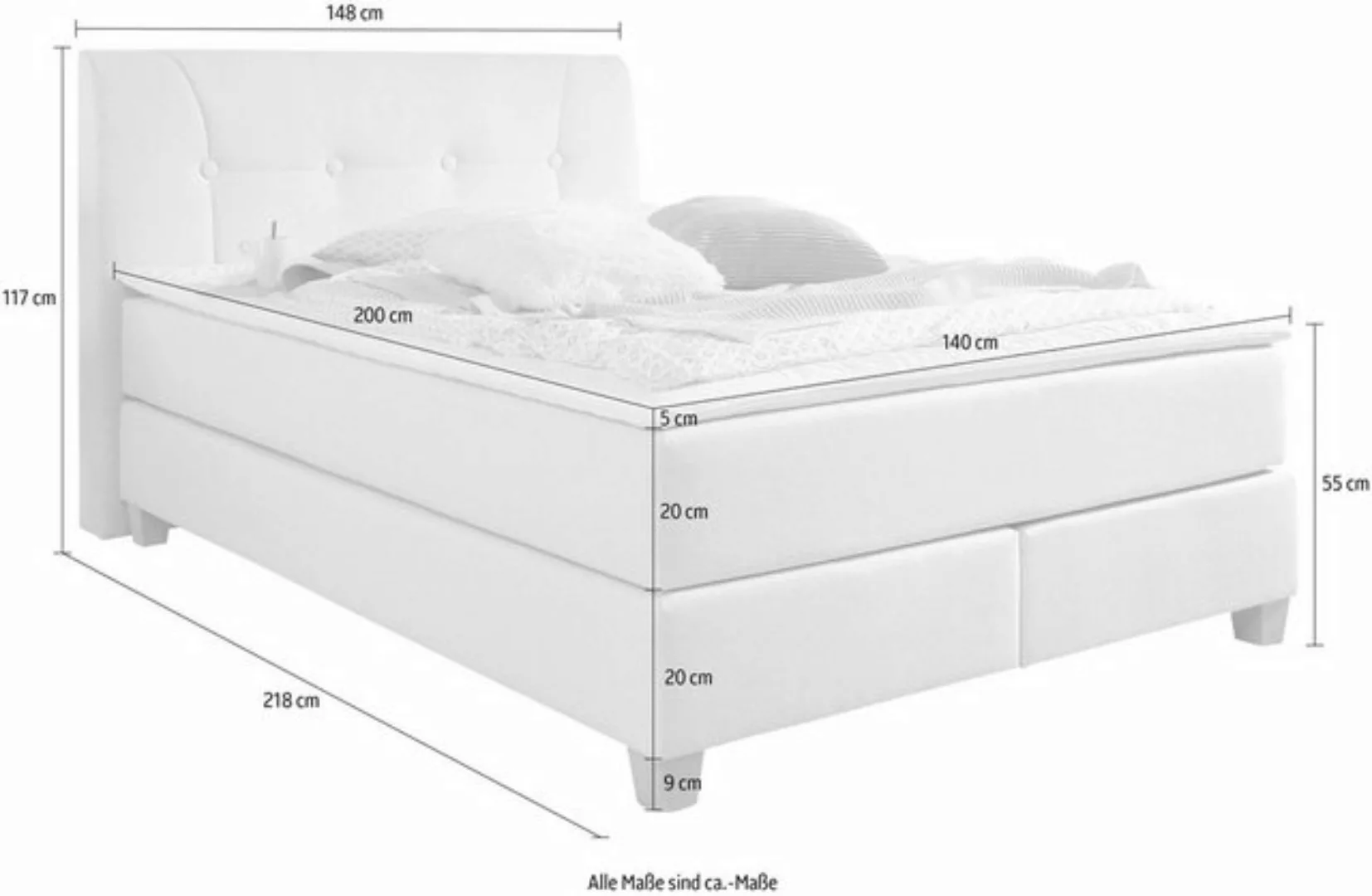 Home affaire Boxspringbett "Calloway", inkl. Topper, XXL-Ausführung, in 4 F günstig online kaufen