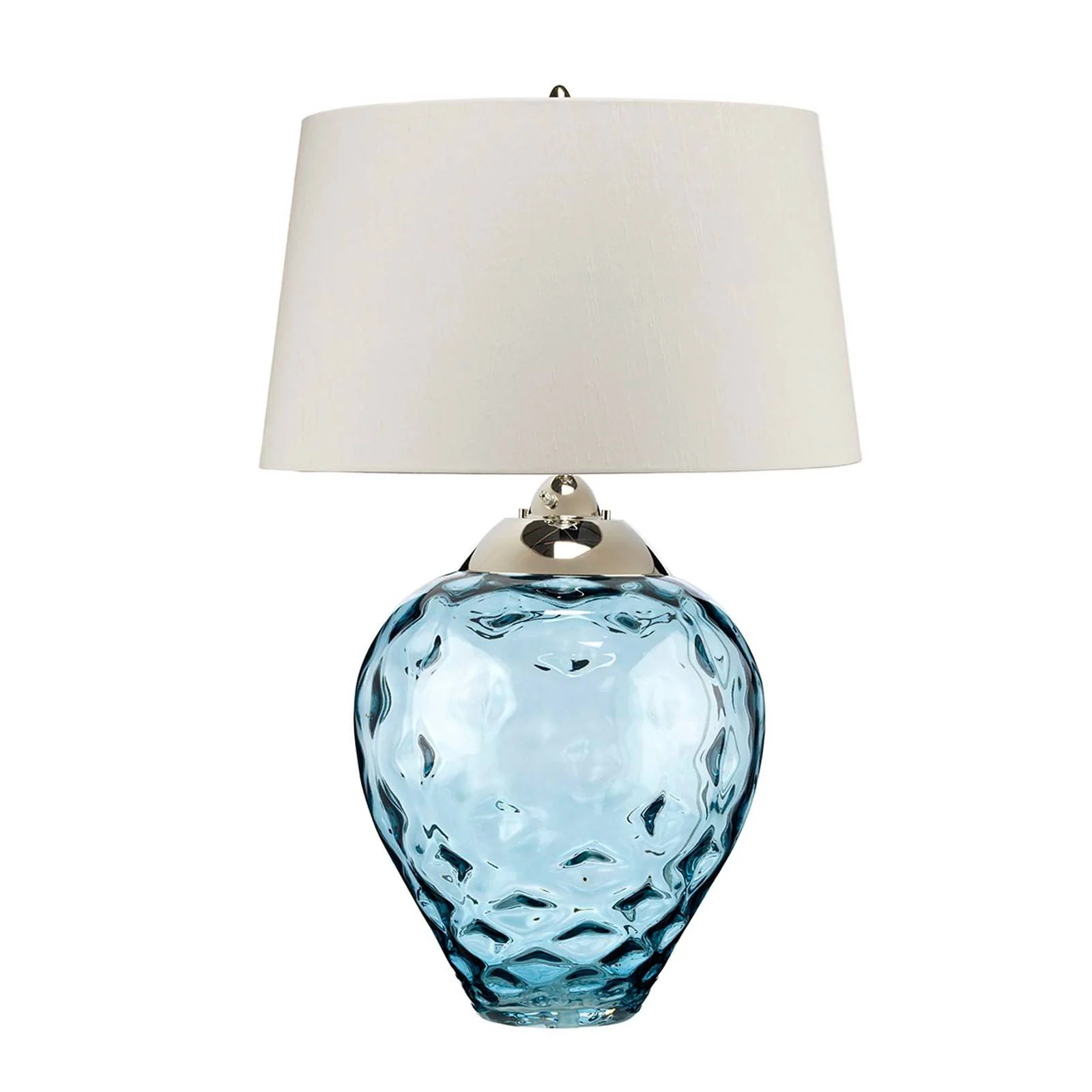 Tischlampe Samara, Ø 51 cm, blau, Stoff, Glas, 2-flammig günstig online kaufen