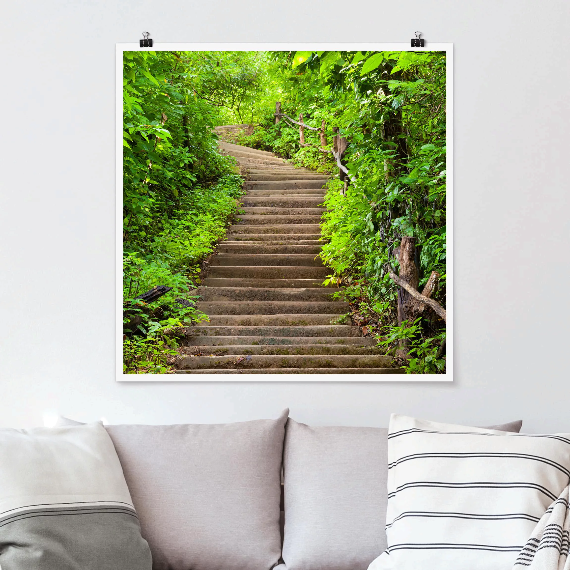 Poster Natur & Landschaft - Quadrat Treppenaufstieg im Wald günstig online kaufen