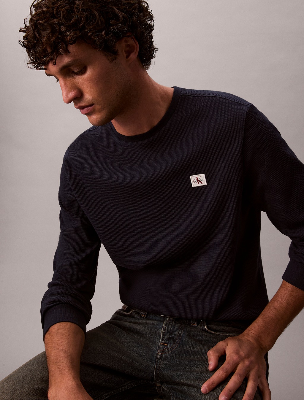 Calvin Klein Jeans Langarmshirt "LS WAFFLE BADGE CREWNK TEE", Mit Rundhalsa günstig online kaufen