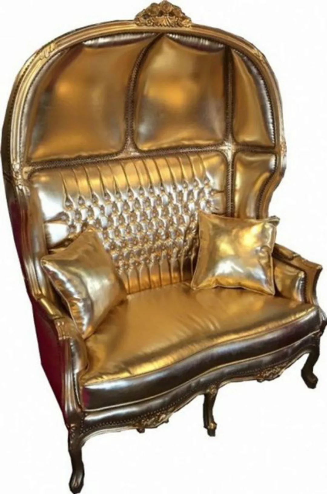 Casa Padrino 2-Sitzer Barock 2er Ballon Sofa Gold Lederoptik / Gold mit Bli günstig online kaufen