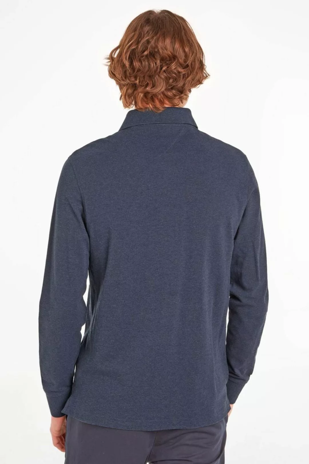 Tommy Hilfiger Longsleeve Polo Melange Dunkelblau - Größe S günstig online kaufen