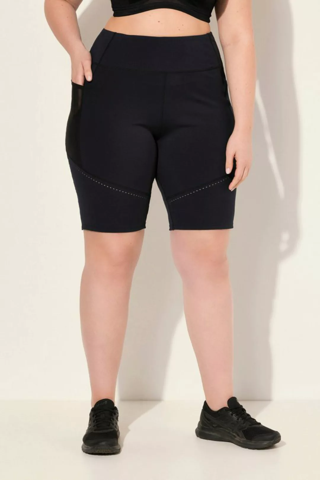 Ulla Popken Lederimitathose Leggings-Shorts schnelltrocknend Lochmuster Tas günstig online kaufen