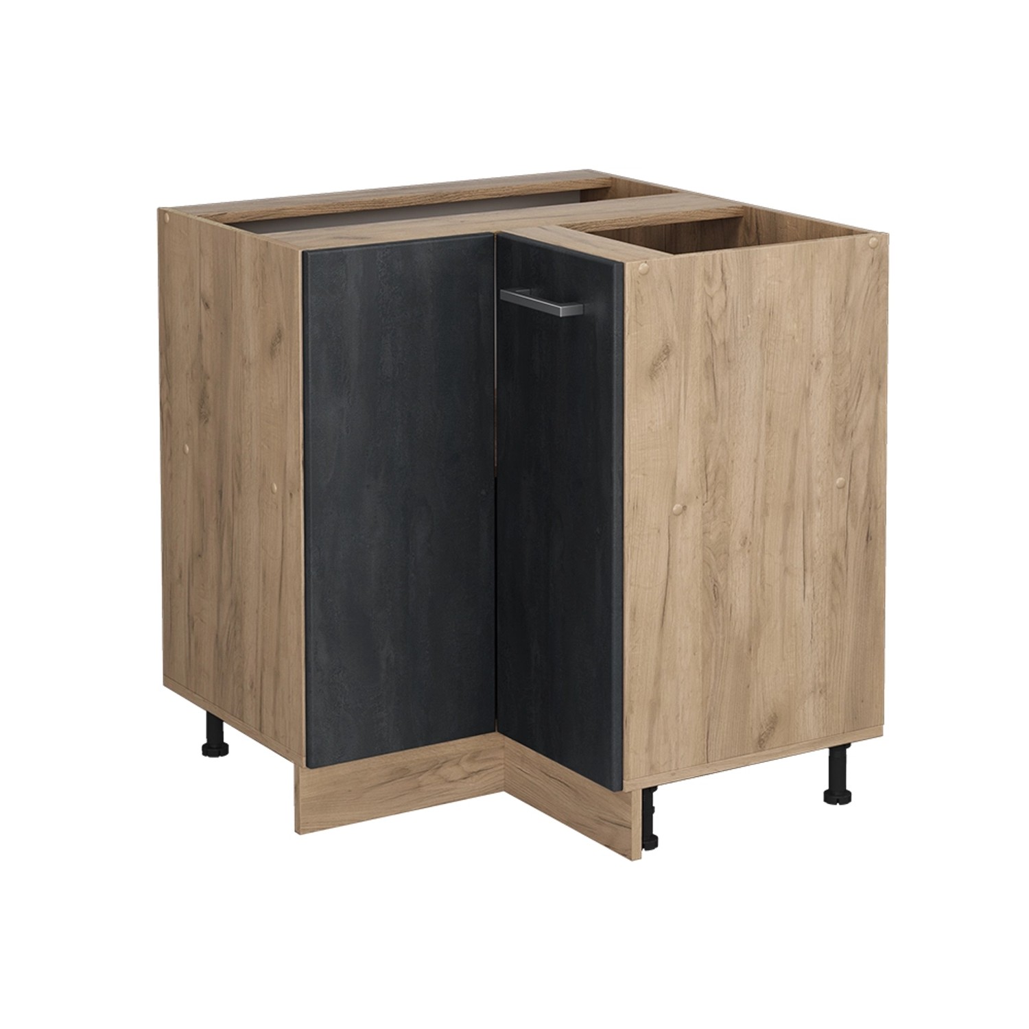 Vicco Eckunterschrank R-Line Schwarz Beton/Goldkraft Eiche 76 cm AP Eiche günstig online kaufen