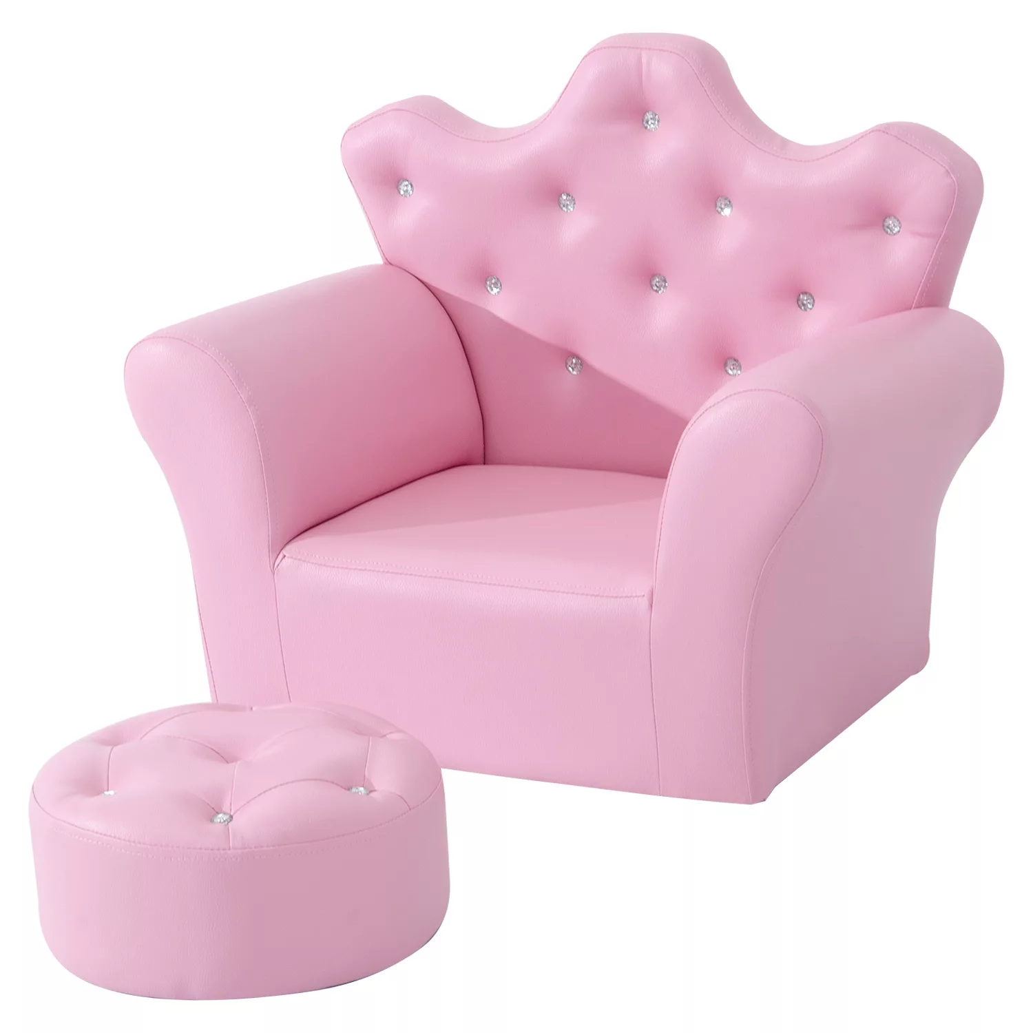 HOMCOM Mädchensessel Softsofa mit Kristallknöpfen Hocker Rosa gemütlich für günstig online kaufen