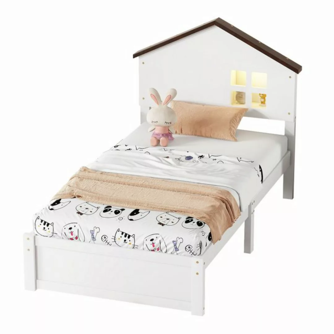 Welikera Einzelbett 90*200 cm Hausförmiges Kinderbett,Flaches Bett,Massivho günstig online kaufen